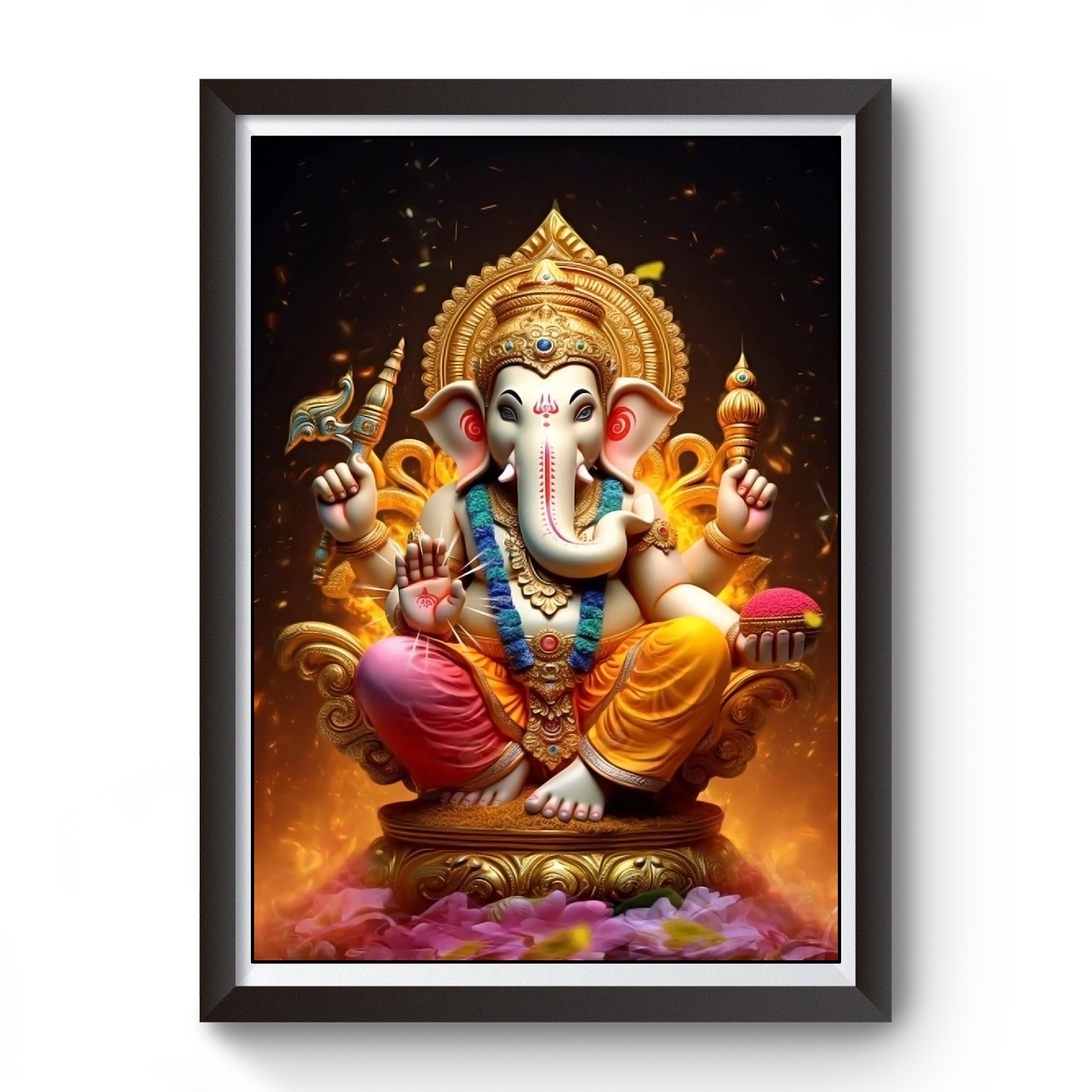 AI Generated Shri Ganesh Wooden Photo frame