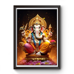 AI Generated Shri Ganesh Wooden Photo frame