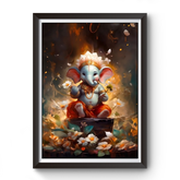 AI Generated Shri Ganesh Wooden Photo frame