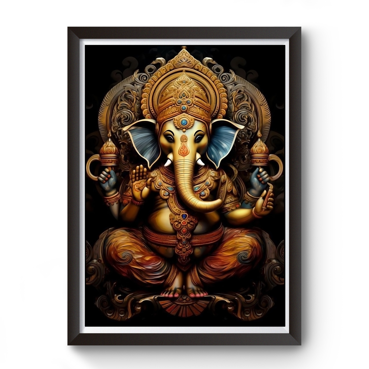 AI Generated Shri Ganesh Wooden Photo frame