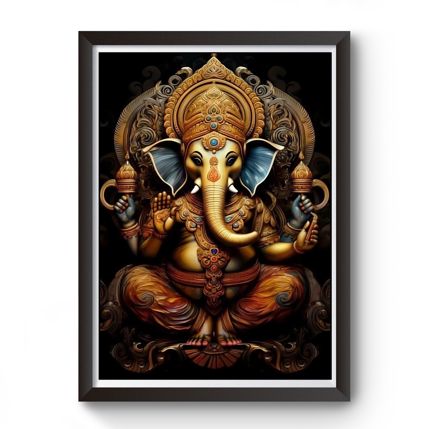 AI Generated Shri Ganesh Wooden Photo frame