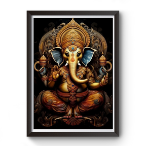 AI Generated Shri Ganesh Wooden Photo frame