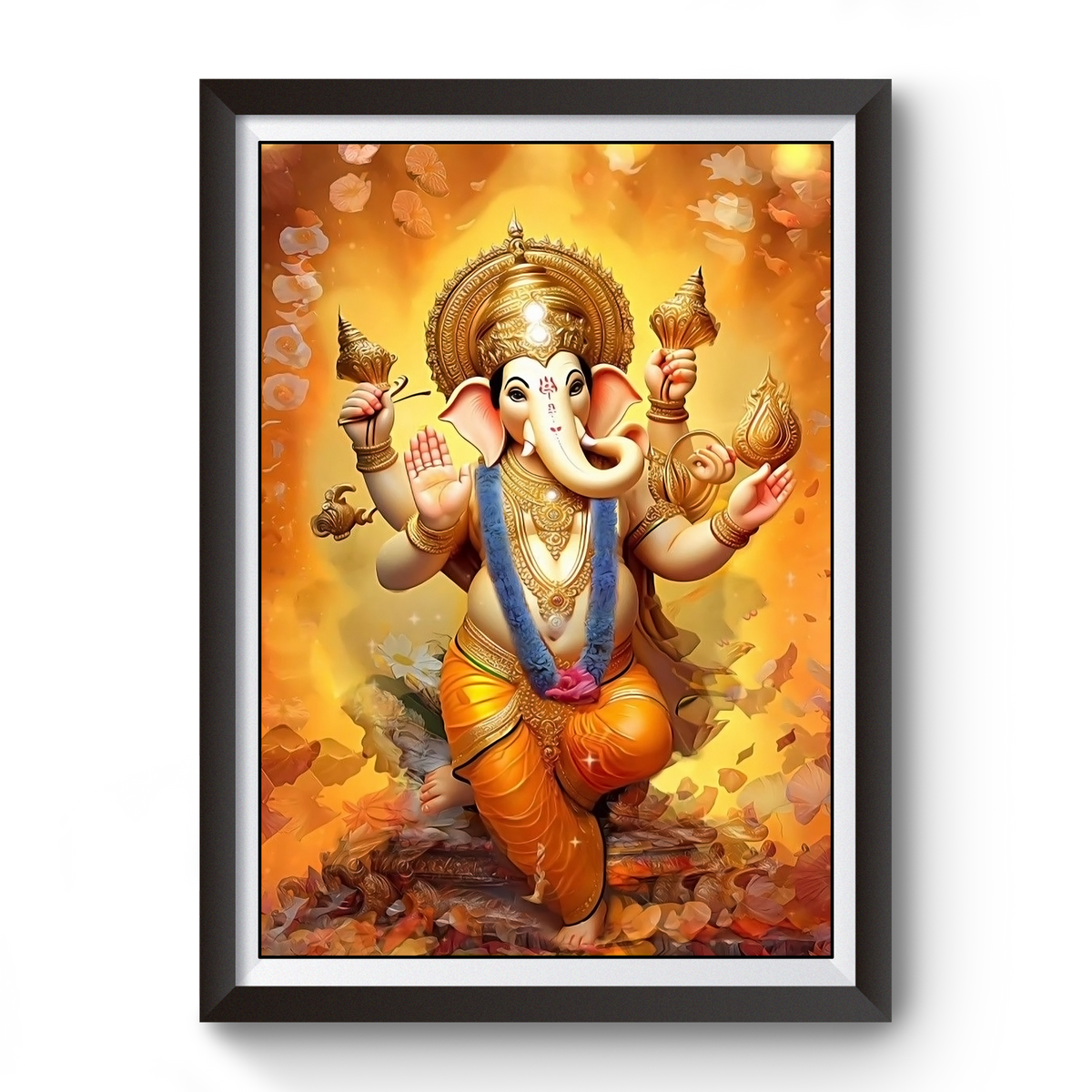 AI Generated Shri Ganesh Wooden Photo frame