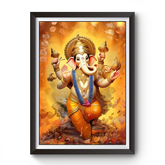 AI Generated Shri Ganesh Wooden Photo frame