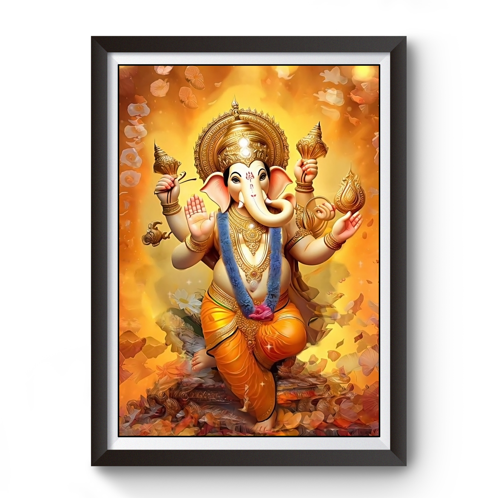 AI Generated Shri Ganesh Wooden Photo frame