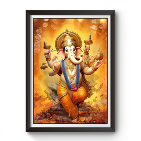 AI Generated Shri Ganesh Wooden Photo frame