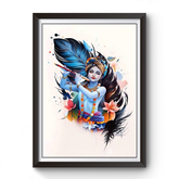 Artistic Shri Krishna Wooden Black Photoframe