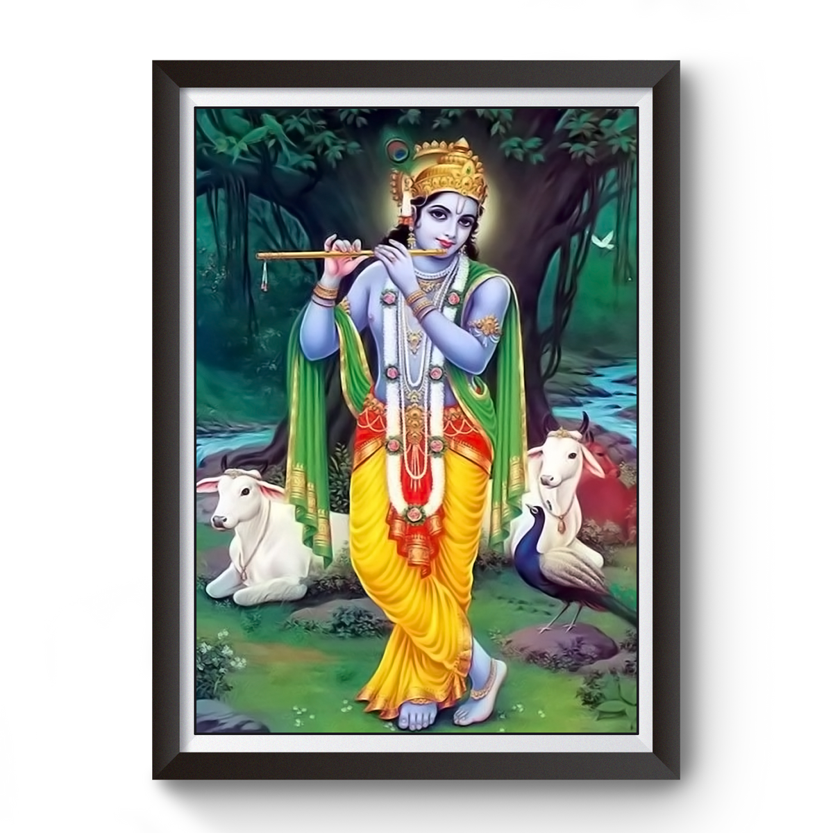 Shri Krishna Black Wooden Photo Frame