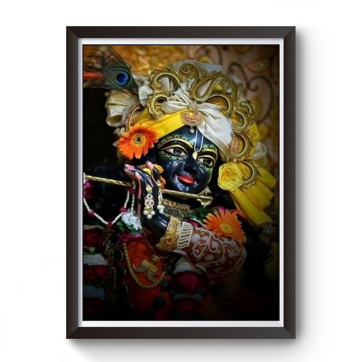 Shri Krishna Black Wooden Photo Frame