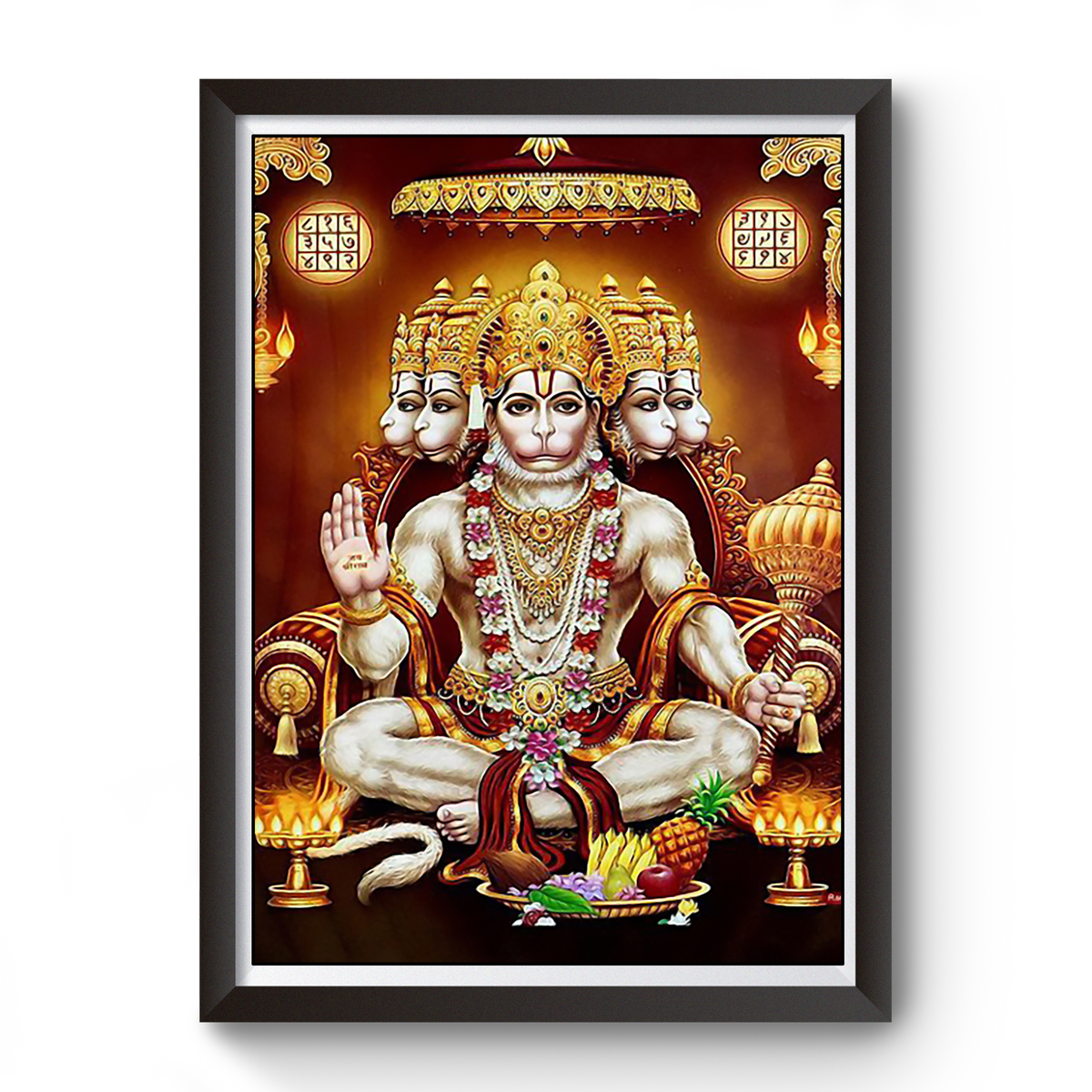 Panchmukhi Hanuman black wooden photo frame