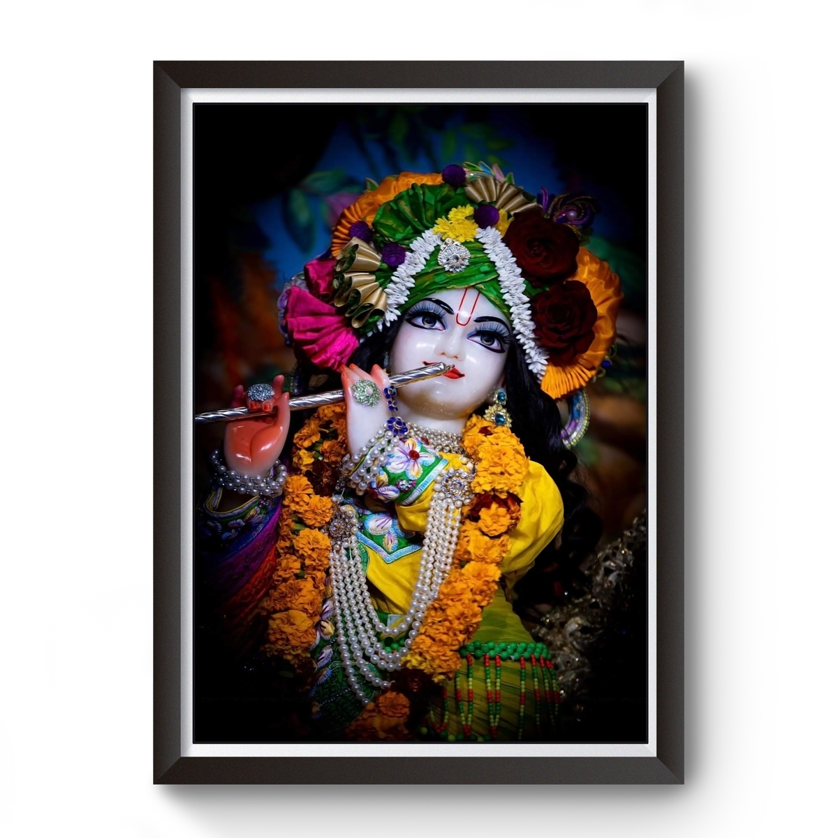 Shri Krishna Black Wooden Photo Frame