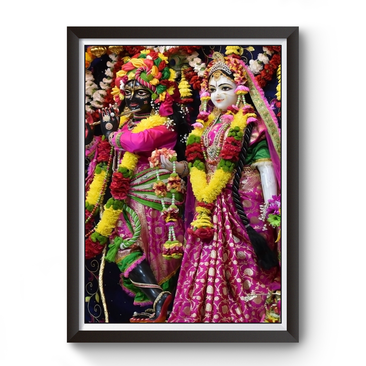 Shri Radhe Krishna Wooden Frame Black