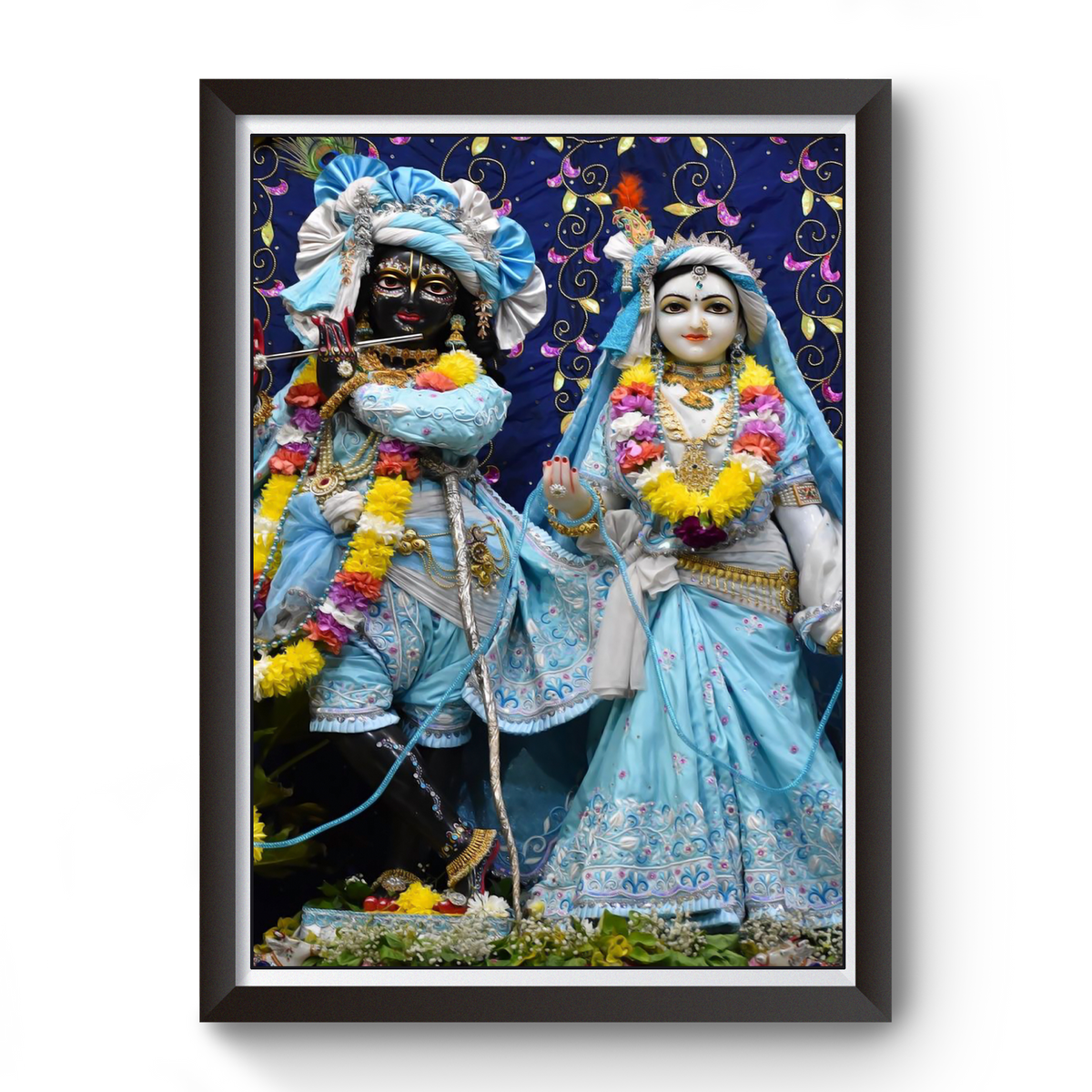 Shri Radhe Krishna Wooden Frame Black