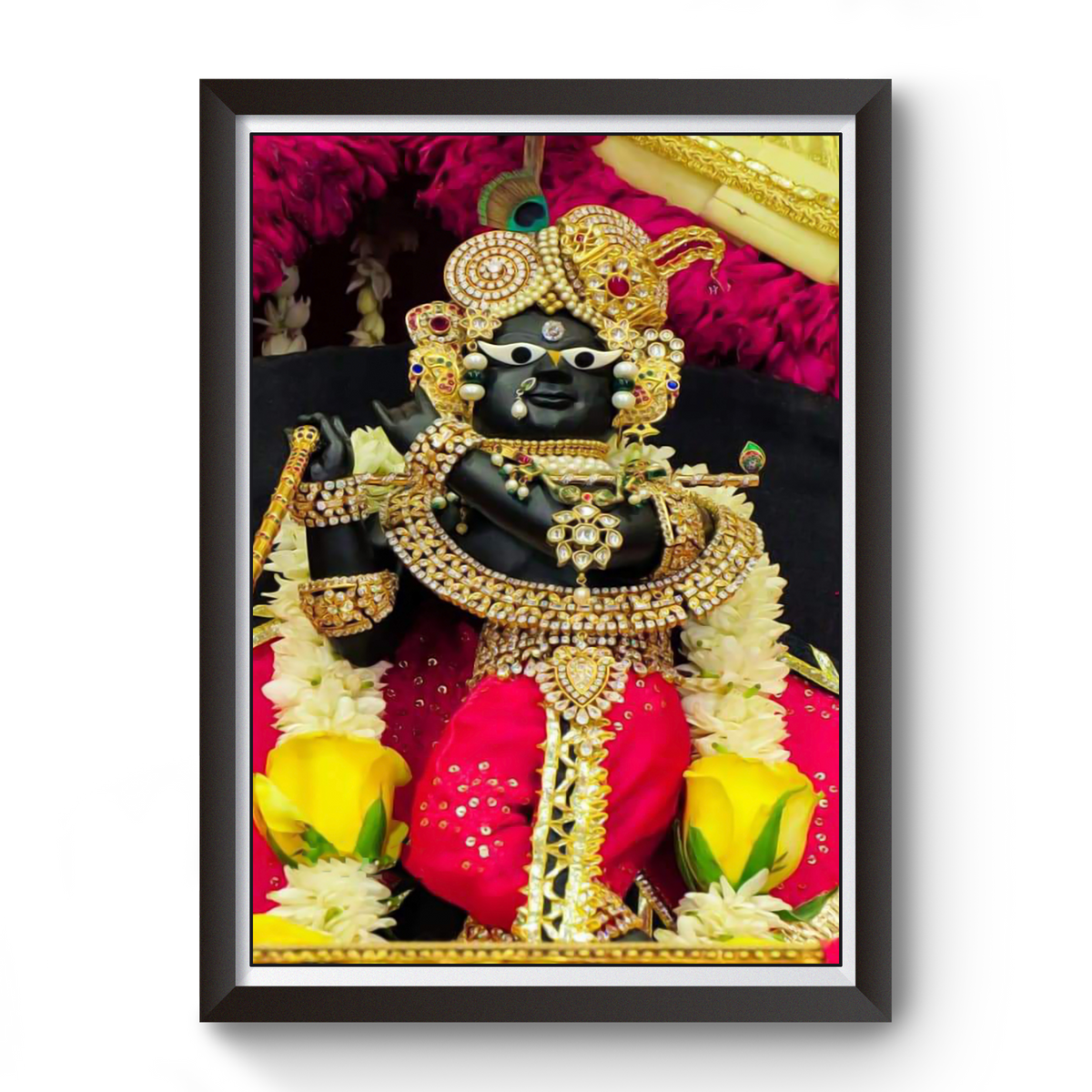 Shri Radha Raman Thakurji Black Wooden Photo Frame