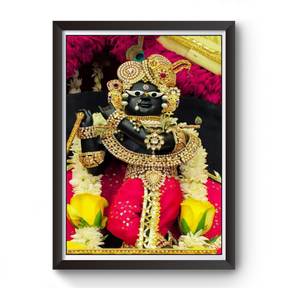 Shri Radha Raman Thakurji Black Wooden Photo Frame