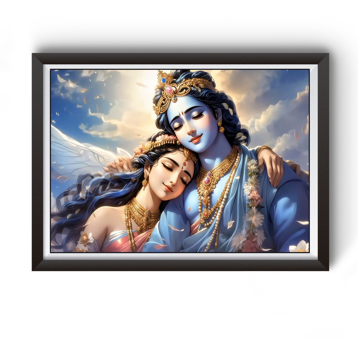 Artistic Shri Radhe Krishna Wooden Black Photoframe