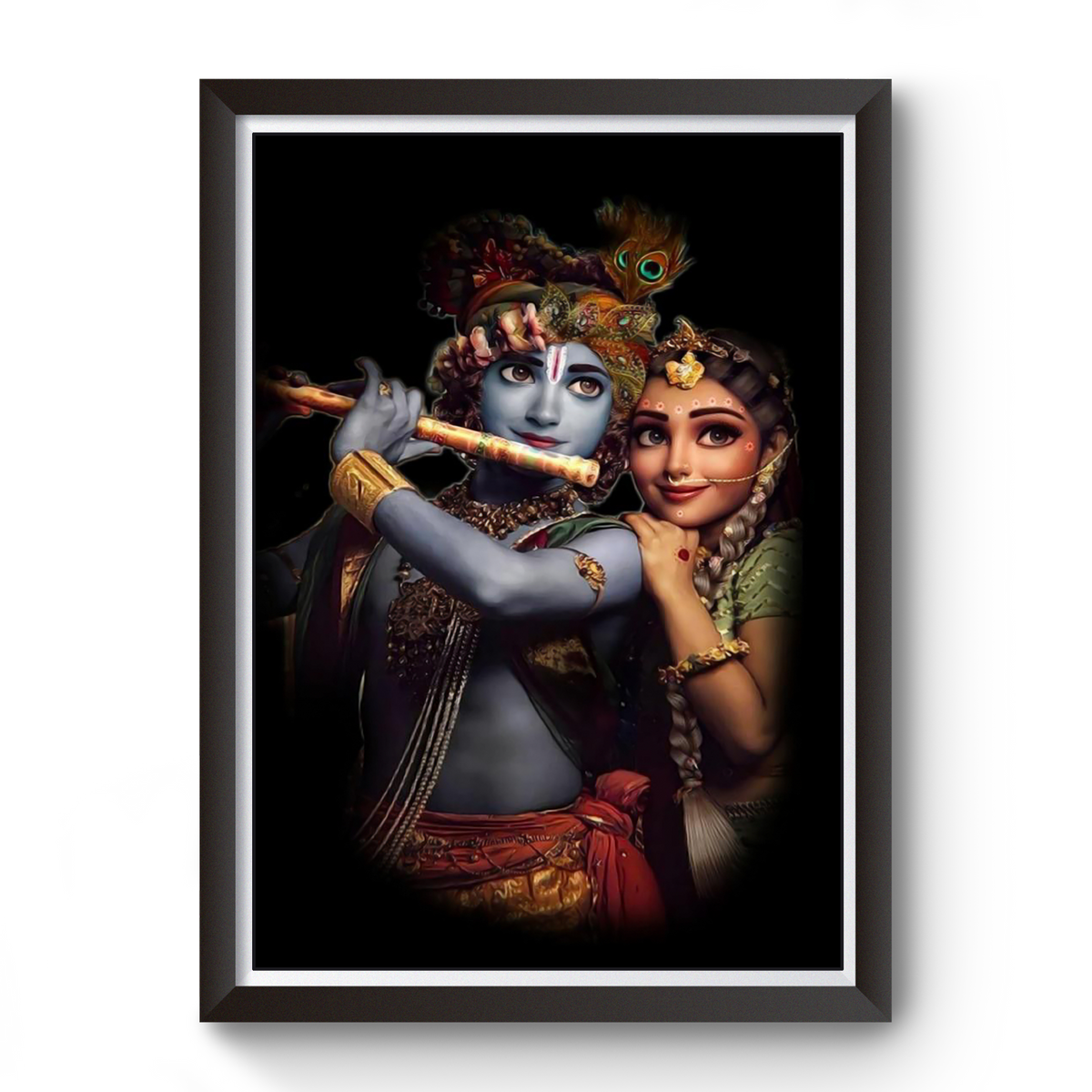 Artistic Shri Radhe Krishna Wooden Black Photoframe