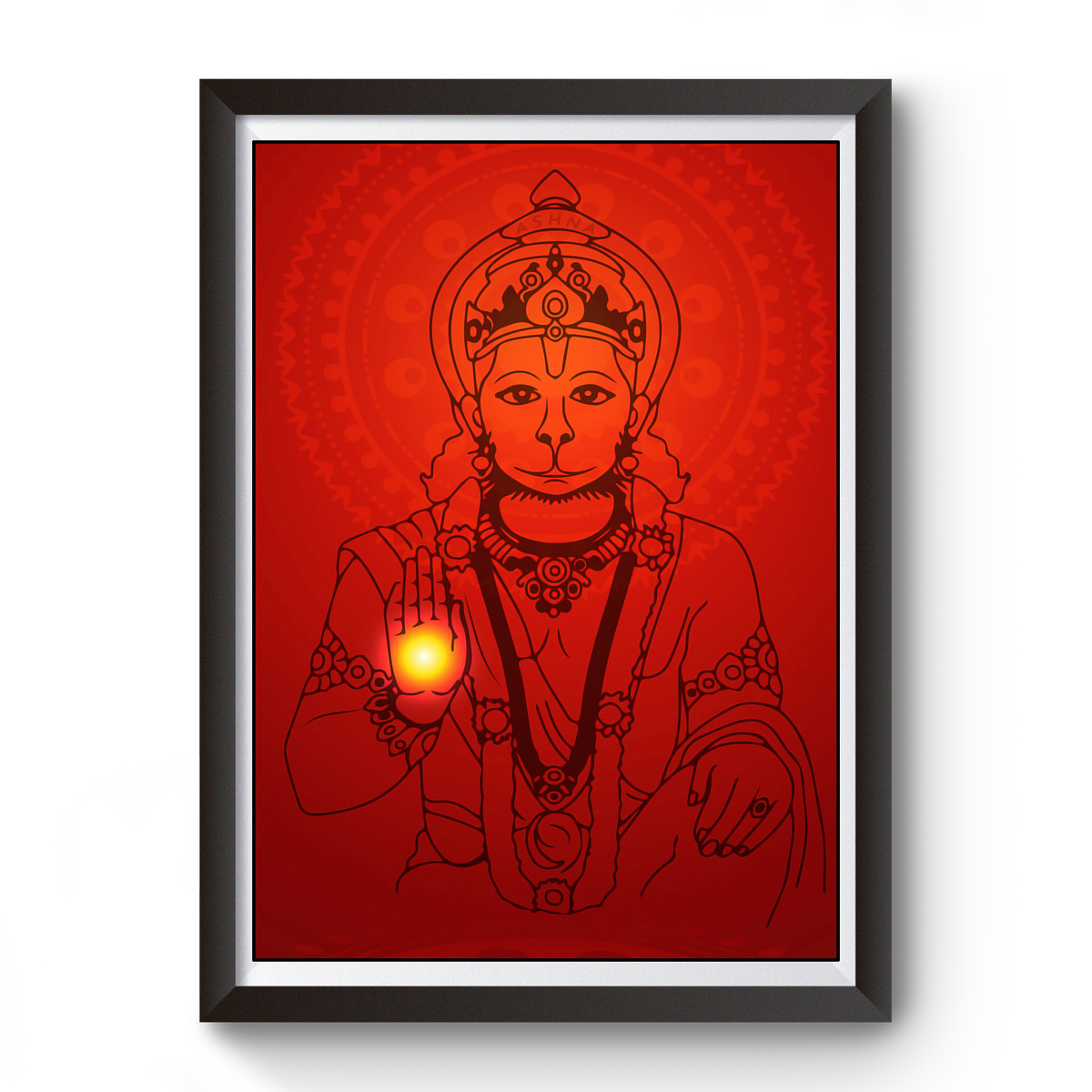 Artistic Lord Hanuman wooden photo frame