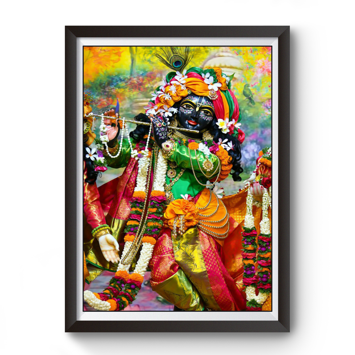 ISCON Shri Krishna Thakur ji Wooden Frame Black