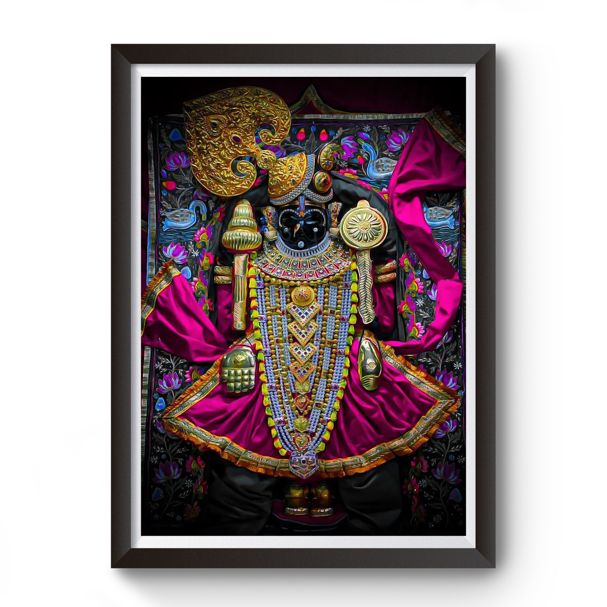 Shrinathji Nathdwara Black Wooden Photo Frame