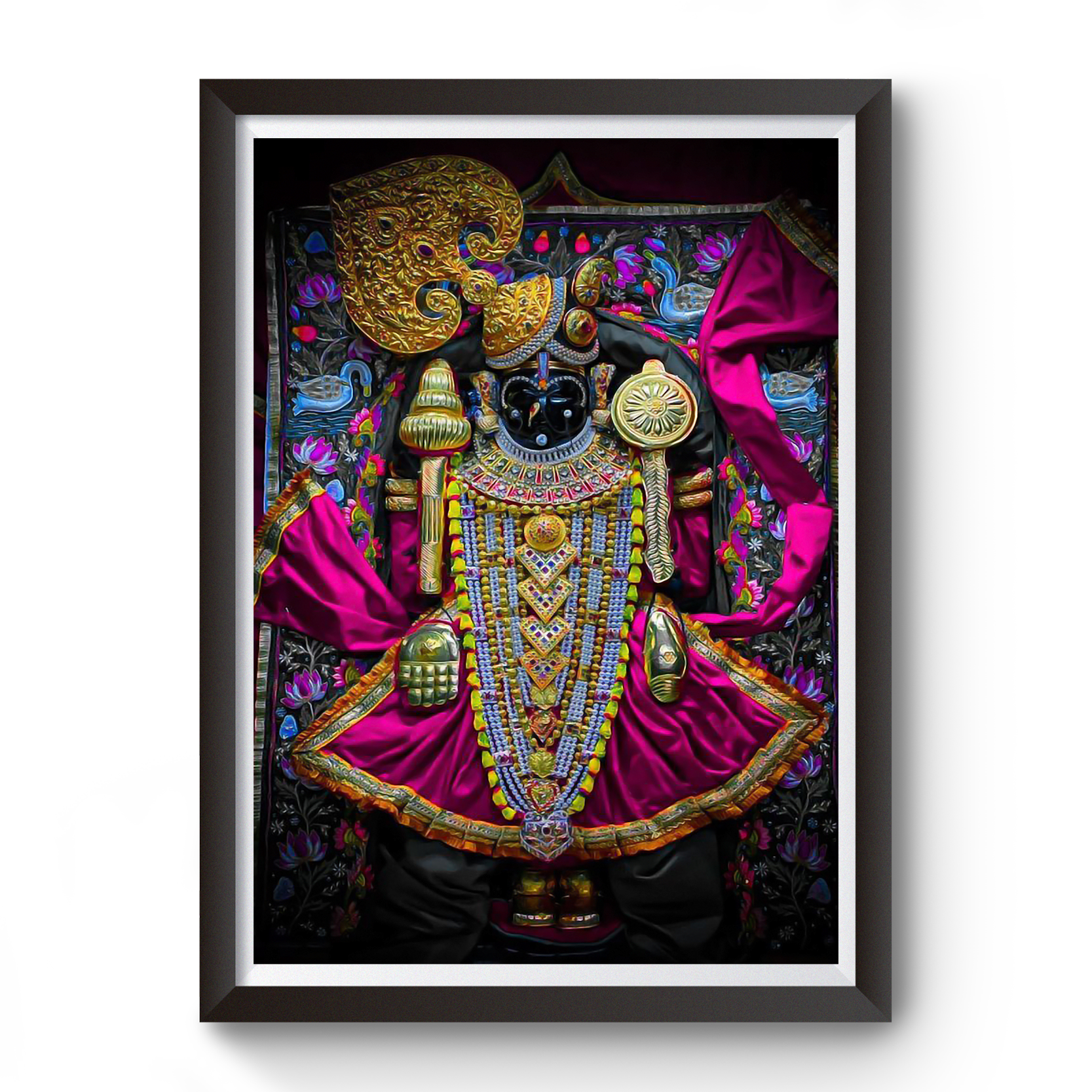 Shrinathji Nathdwara Black Wooden Photo Frame