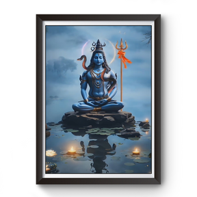 AI Generated Lord Shiva Artistic Wooden Black Photo Frame