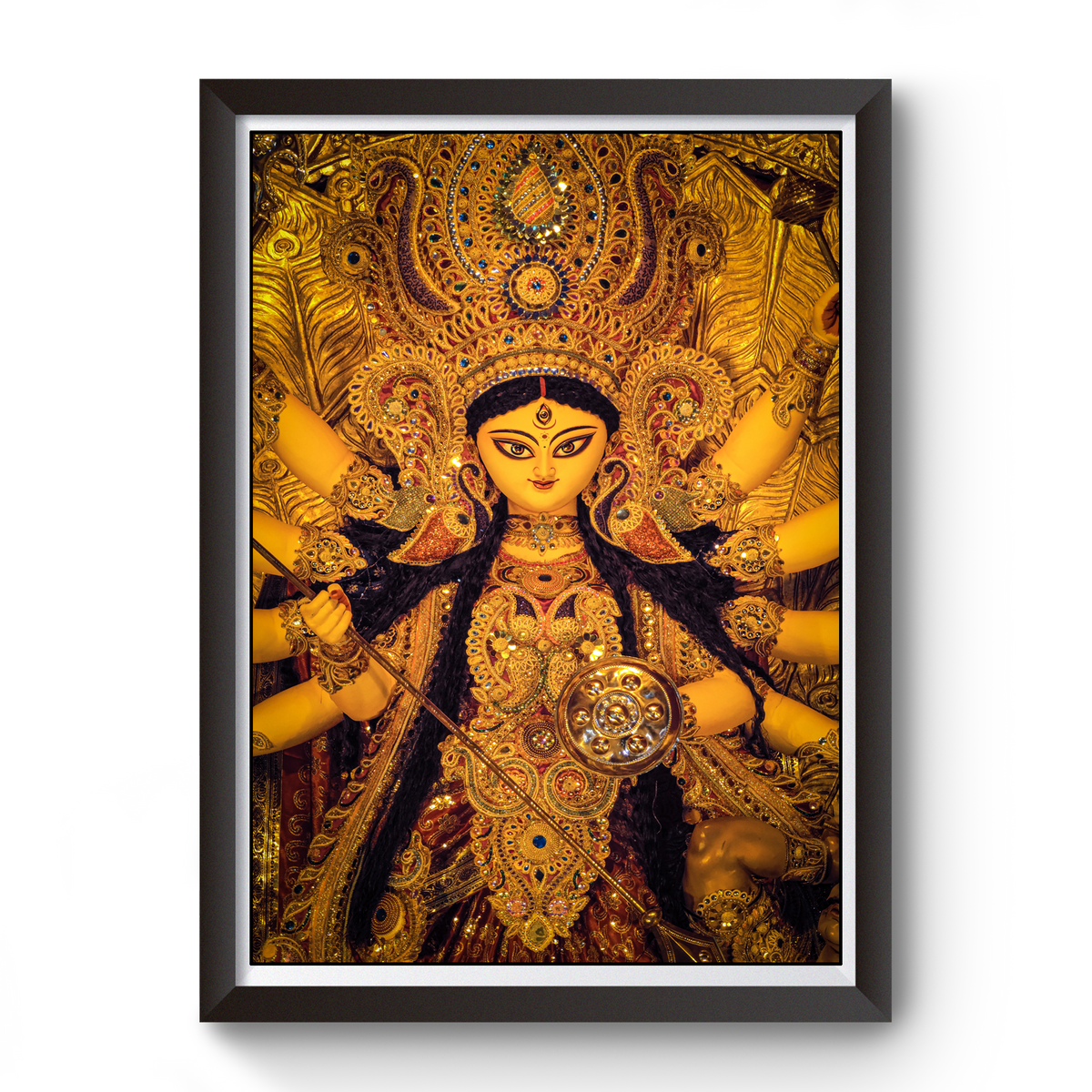 Maa Durga Black Wooden Photo Frame