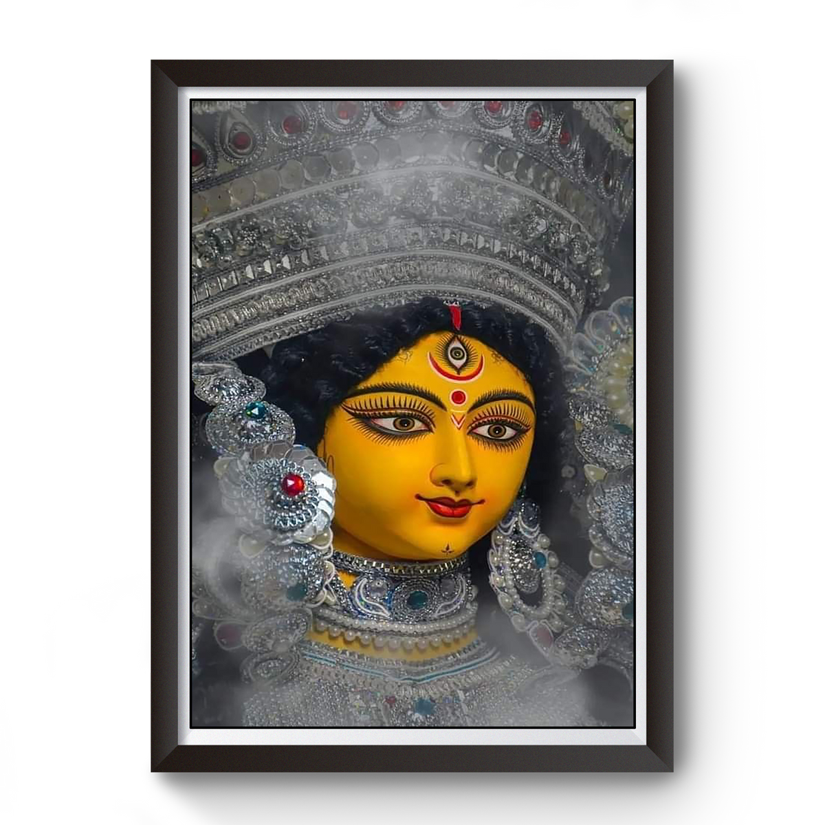 Maa Durga Black Wooden Photo Frame