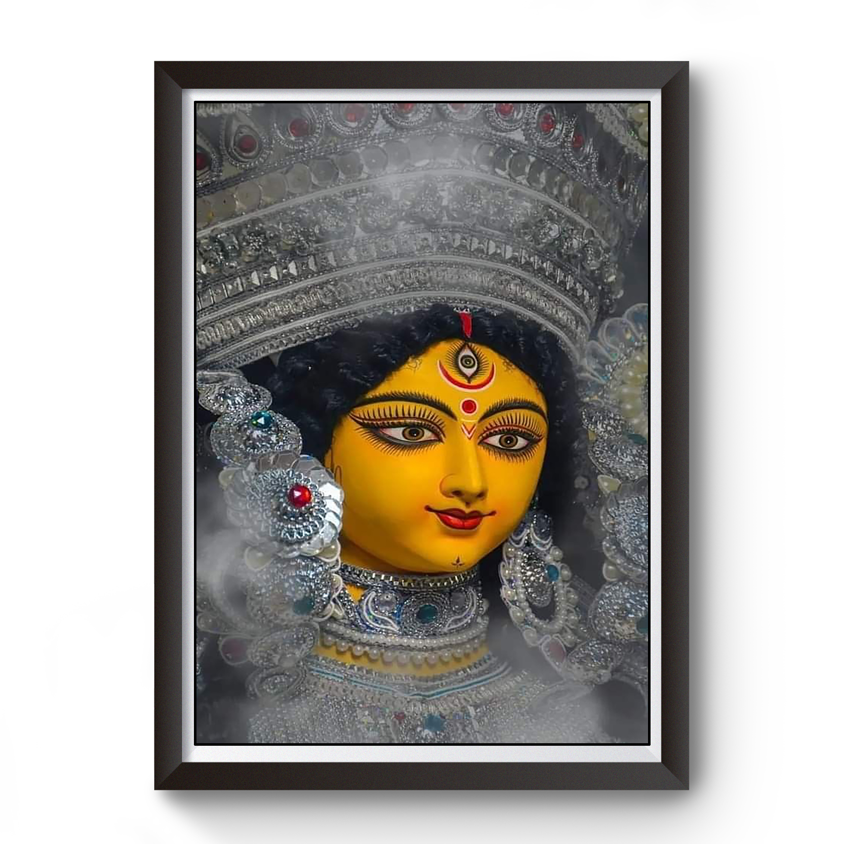 Maa Durga Black Wooden Photo Frame