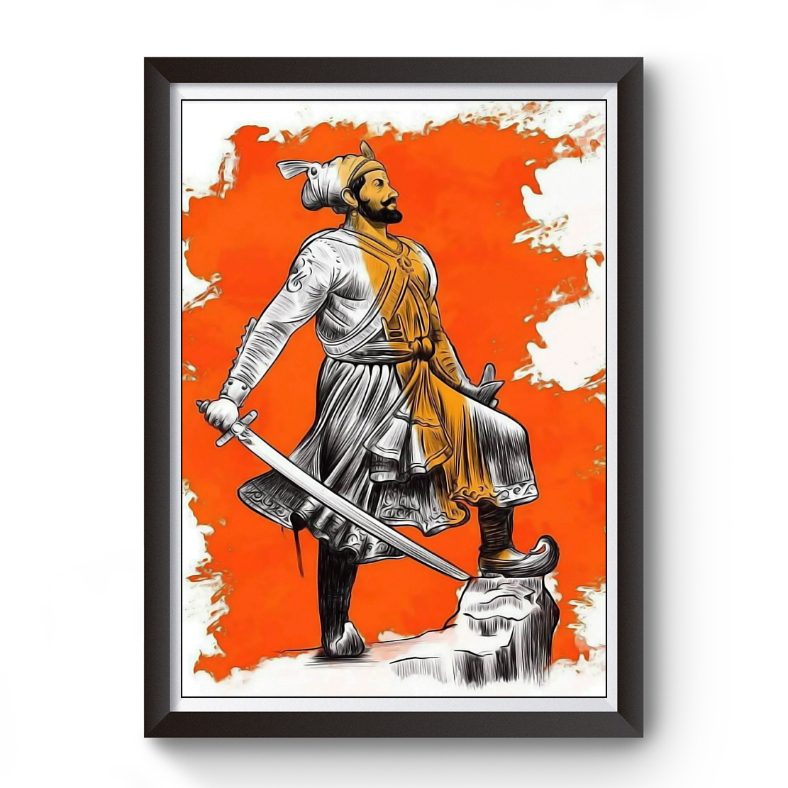 Shivaji Raje Artistic Black Wooden Photo Frame