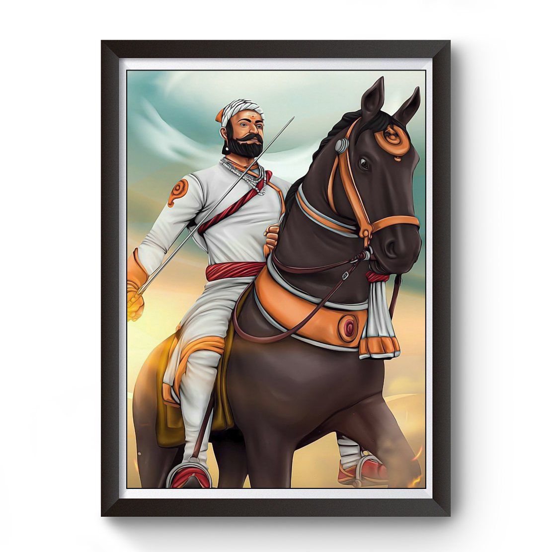 Shivaji Maharaj Black Wooden Photo Frame