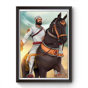 Shivaji Maharaj Black Wooden Photo Frame