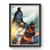 Shivaji Maharaj With Mahadev Black Wooden Photo Frame