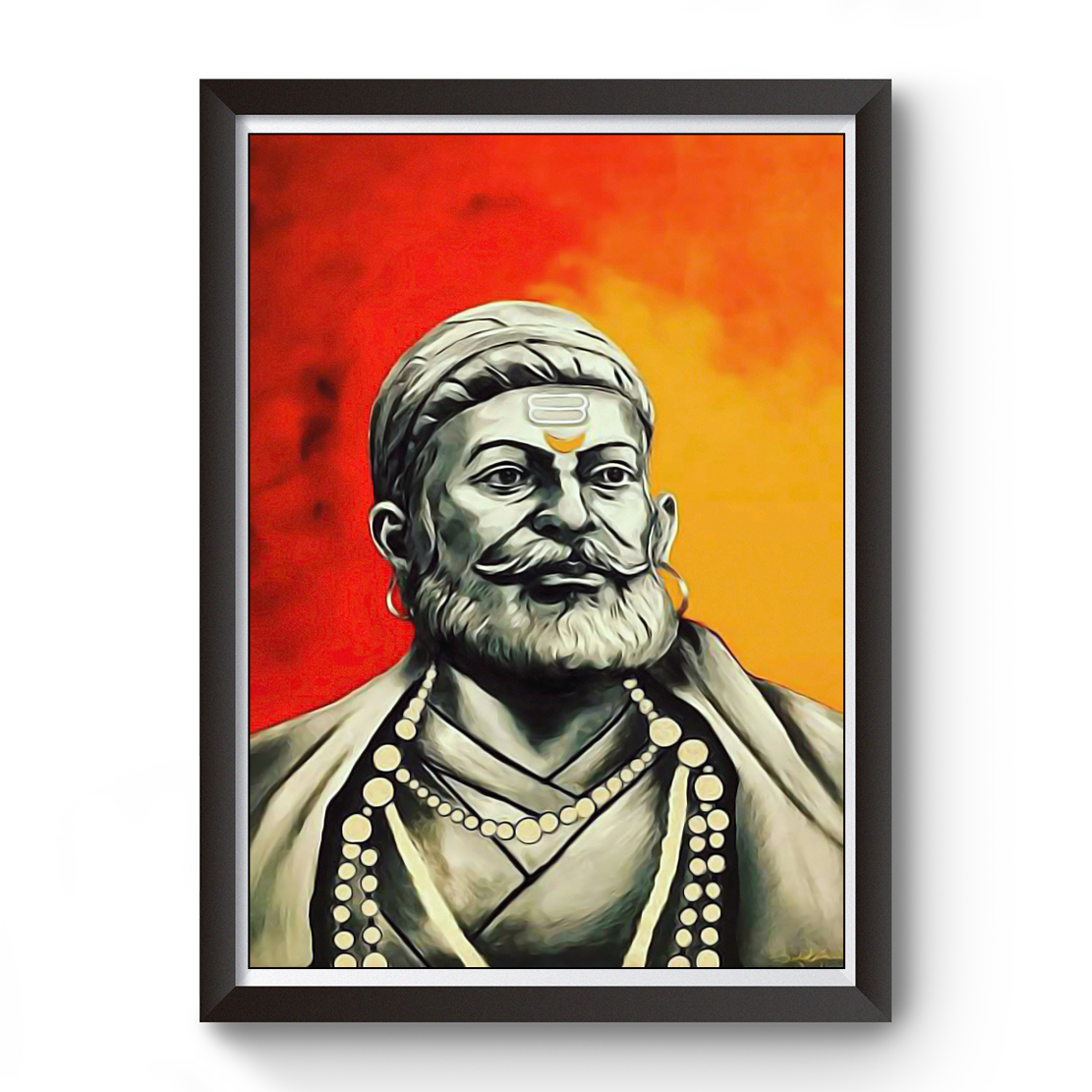 Shivaji Raje Artistic Black Wooden Photo Frame