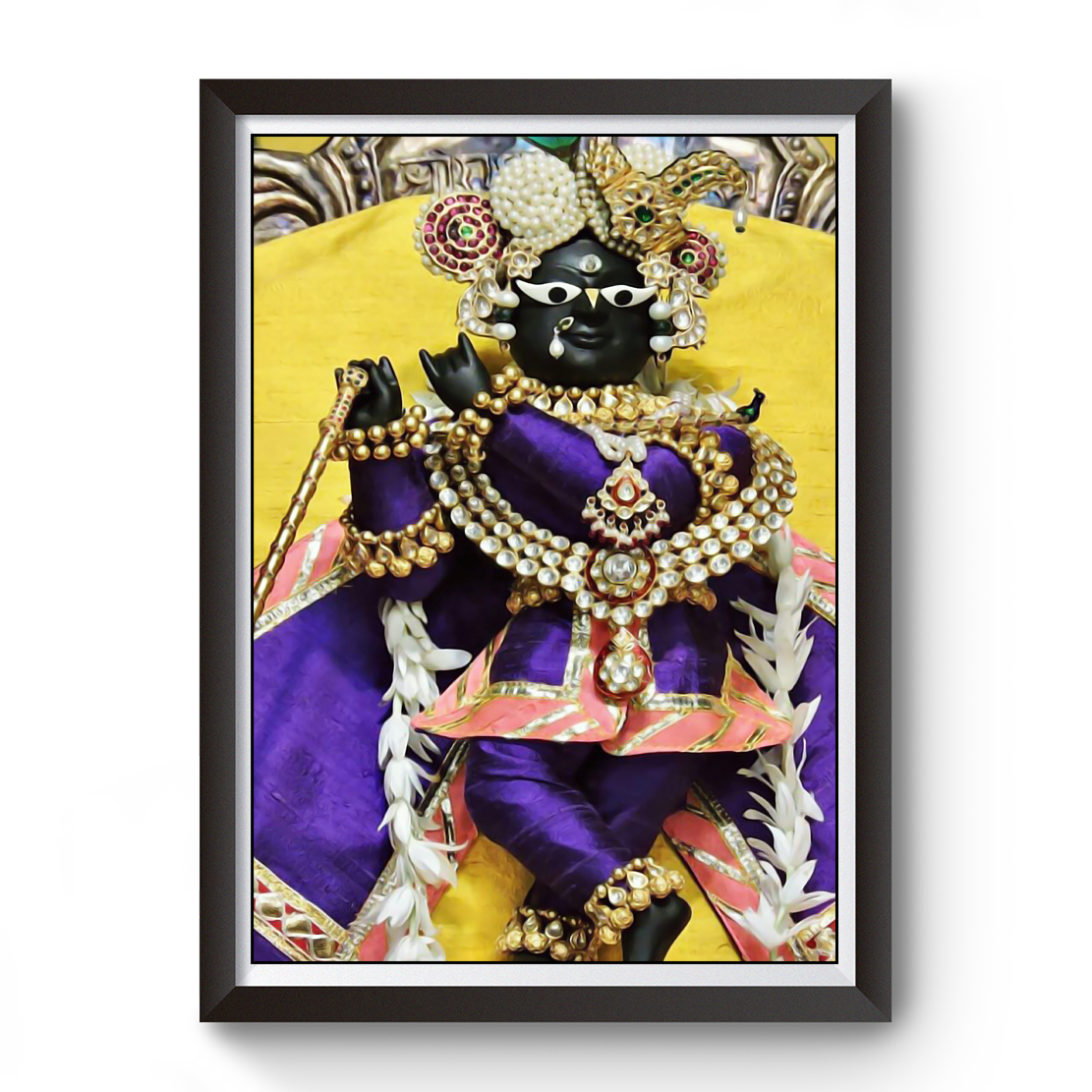 Radha Raman Thakurji Black Wooden Photo Frame