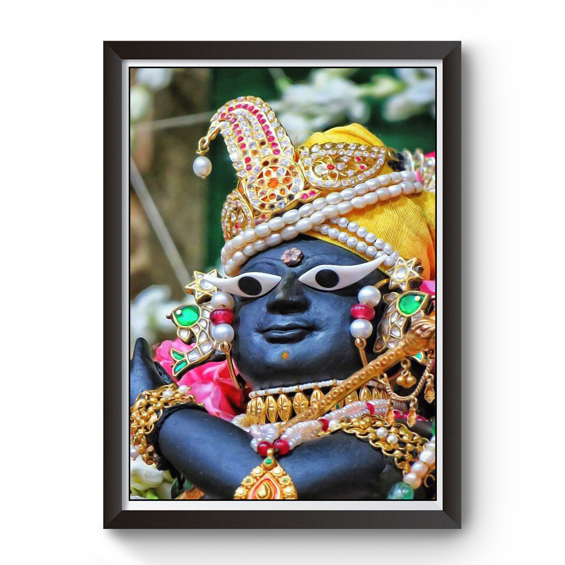 Radha Raman Thakurji Black Wooden Photo Frame