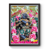 Radha Raman Thakurji Black Wooden Photo Frame