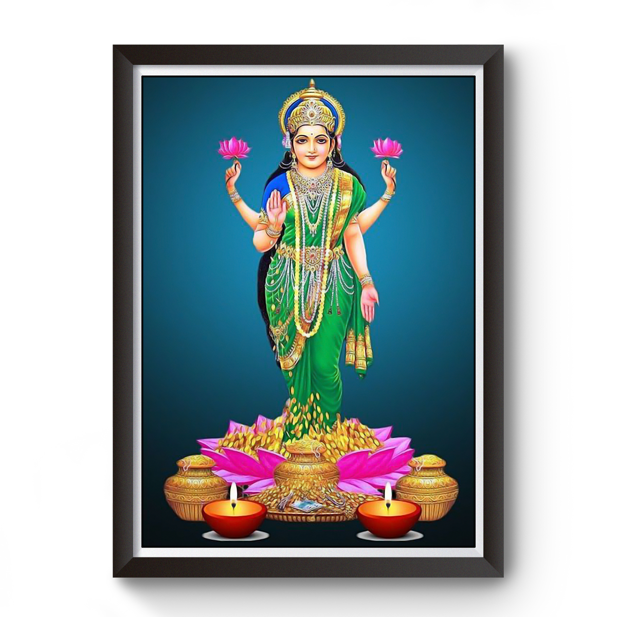 Maa Laxmi wooden black photo frame