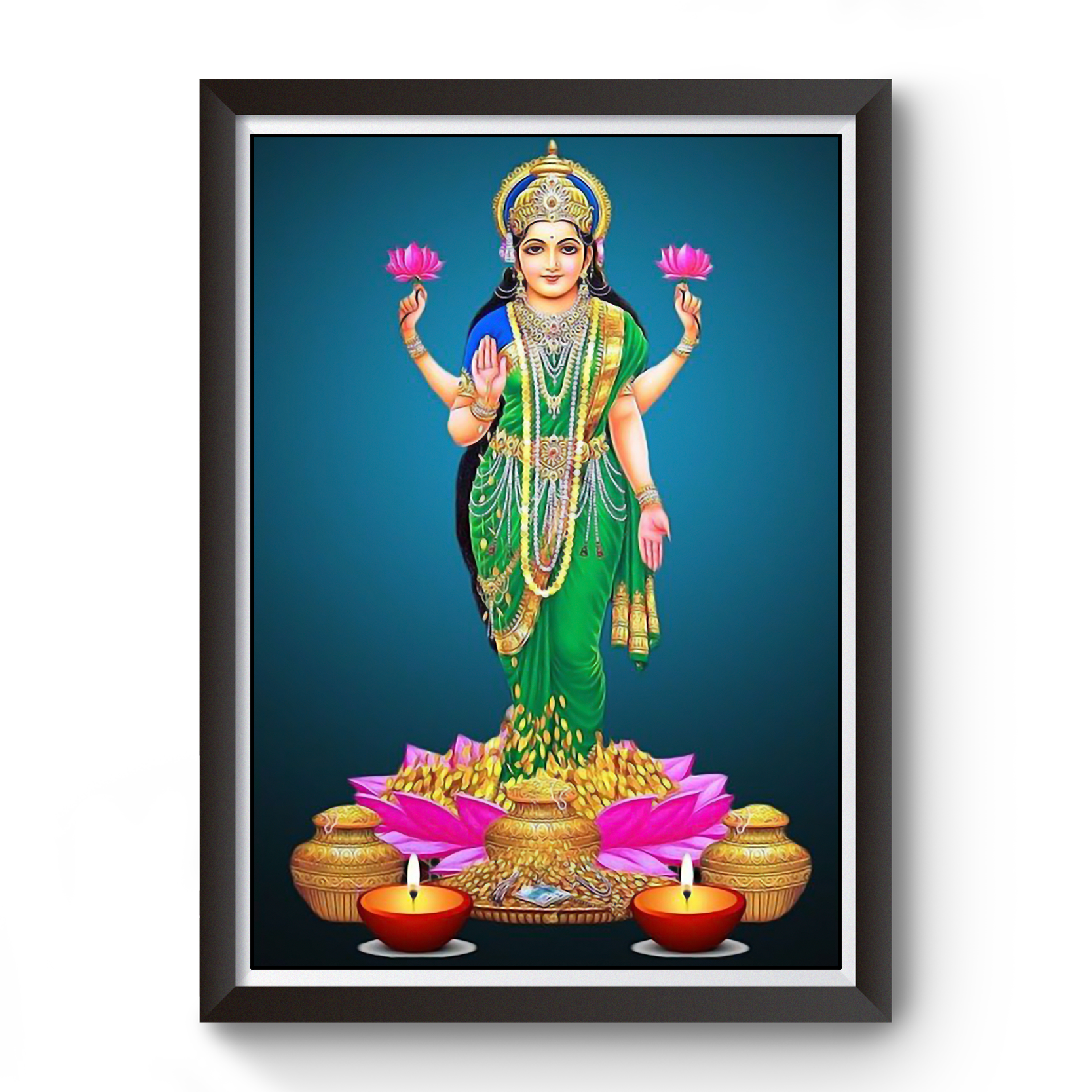 Maa Laxmi wooden black photo frame