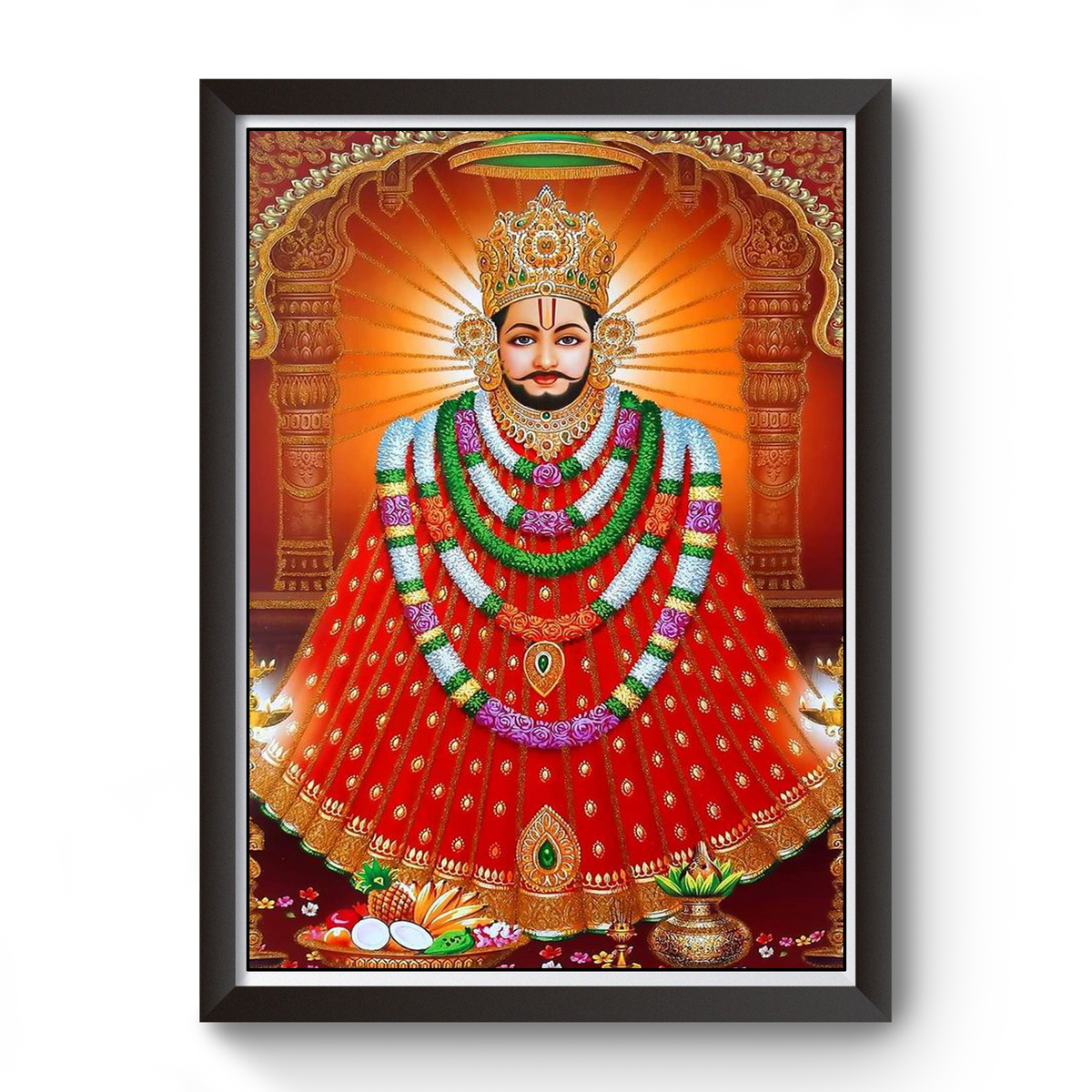 Shri Khatu Shyam Baba Black Wooden Photo Frame