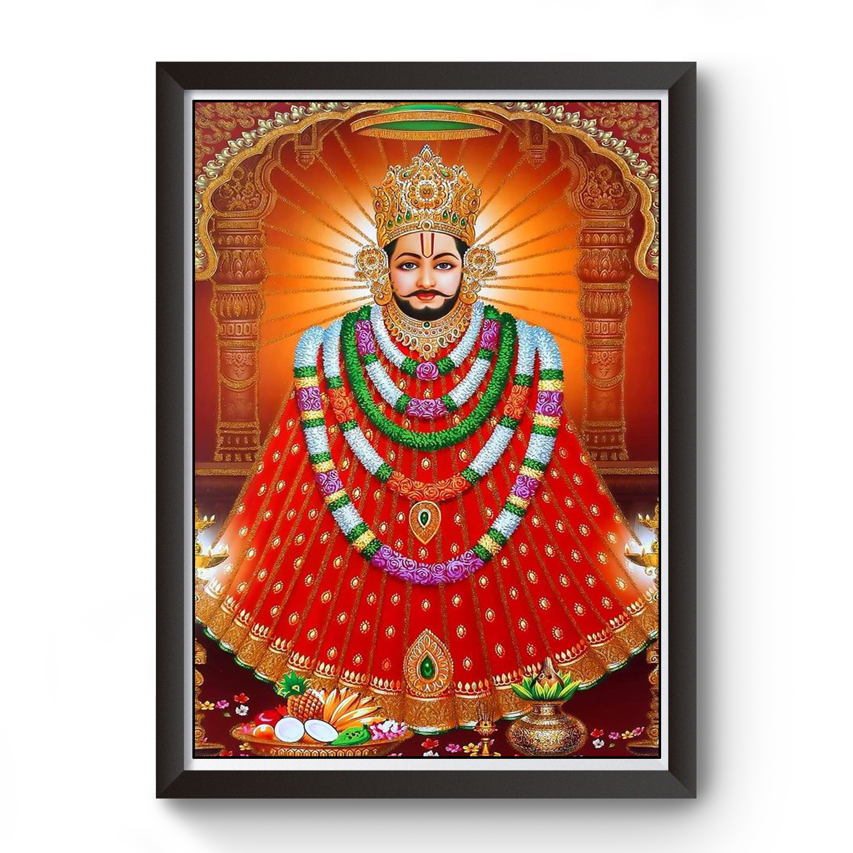 Shri Khatu Shyam Baba Black Wooden Photo Frame