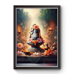 Mahadev Shivling Black Wooden Wall Art Picture Frames