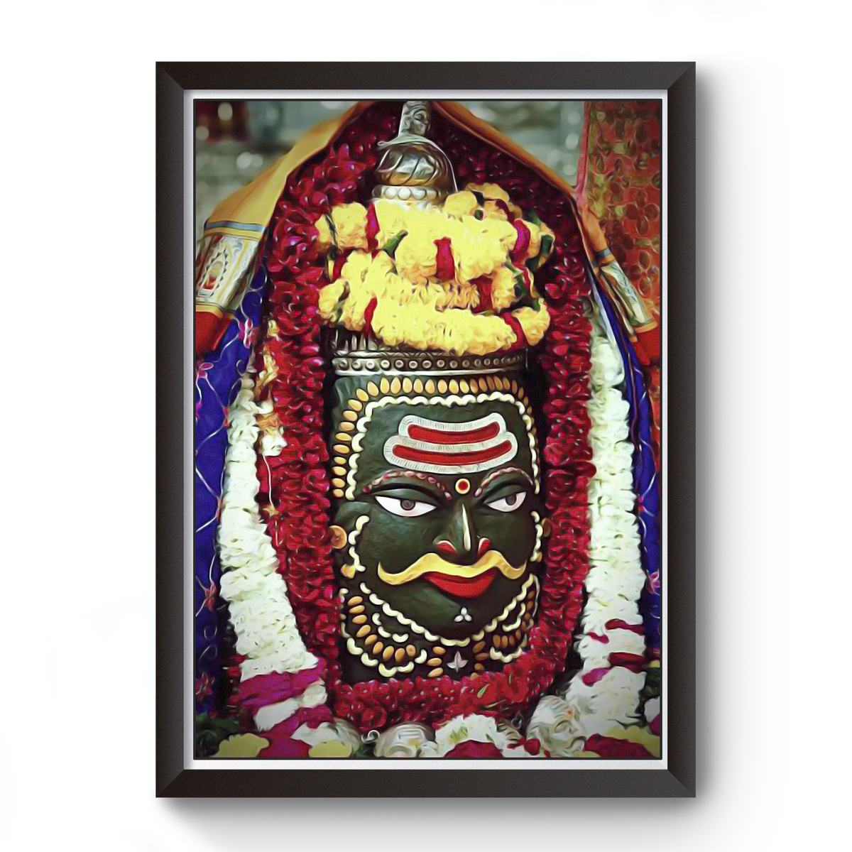 Divine Frames - Ujjain Mahakaleswar Mahakal Black Wooden Picture Frame Wall Art