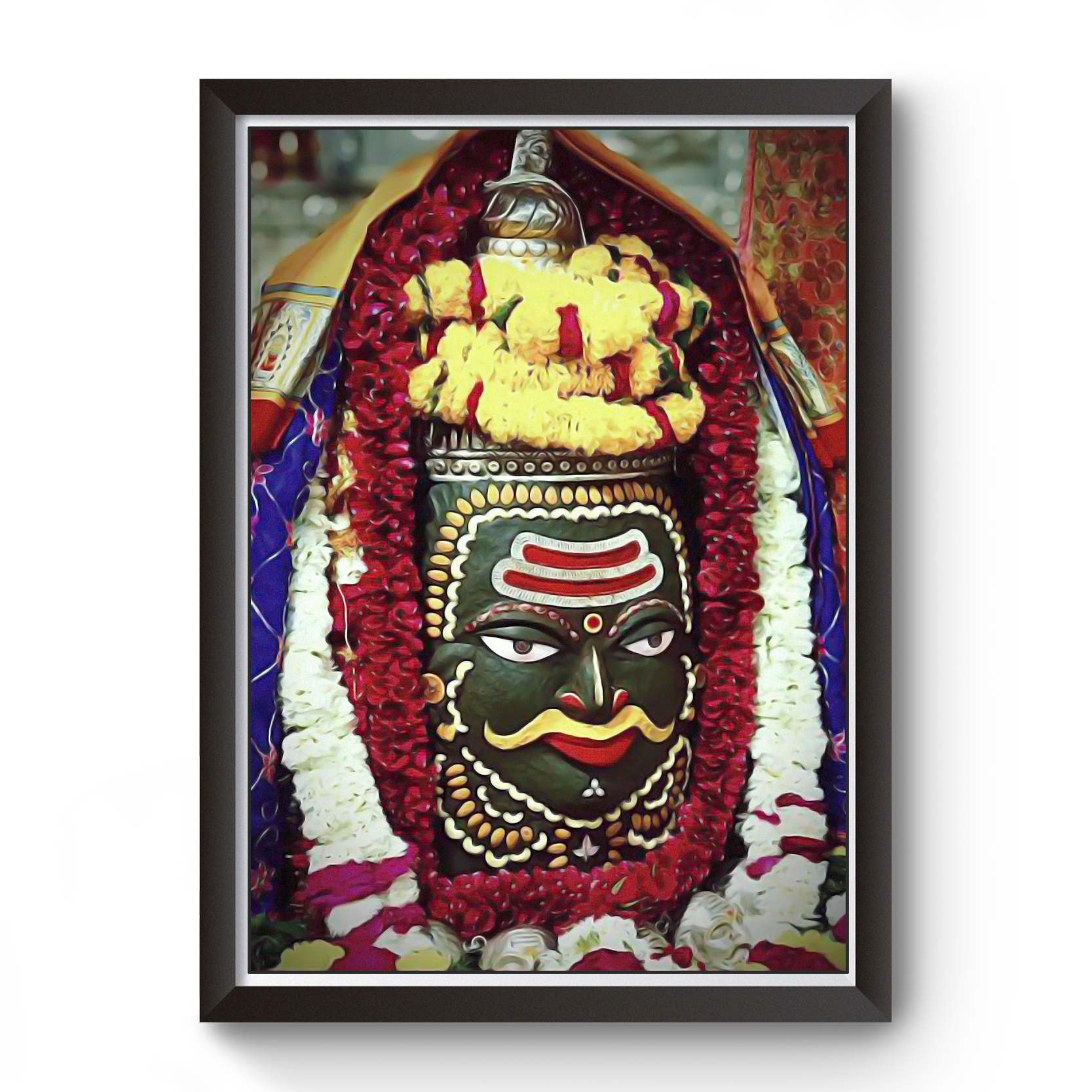 Divine Frames - Ujjain Mahakaleswar Mahakal Black Wooden Picture Frame Wall Art