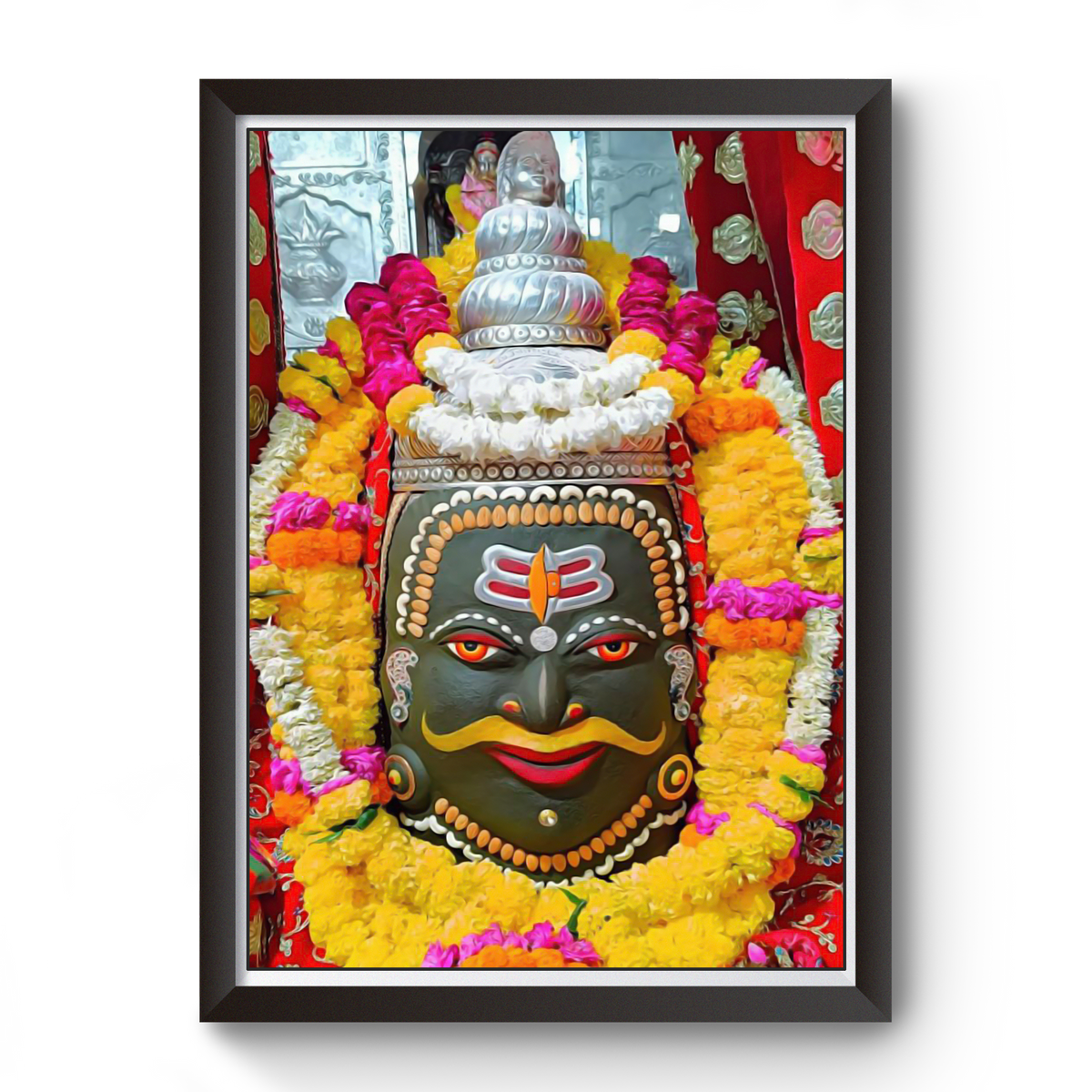 Divine Frames - Ujjain Mahakaleswar Mahakal Black Wooden Picture Frame Wall Art