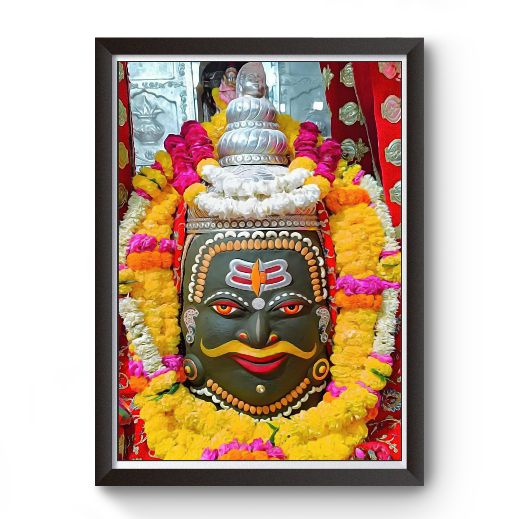 Divine Frames - Ujjain Mahakaleswar Mahakal Black Wooden Picture Frame Wall Art