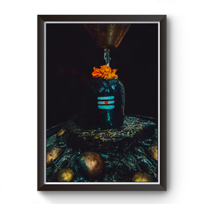 Divine Frames - Mahadev Shivling Black Wooden Picture Frame Wall Art