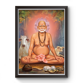 Swami Samarth Black Wooden Photo Frame