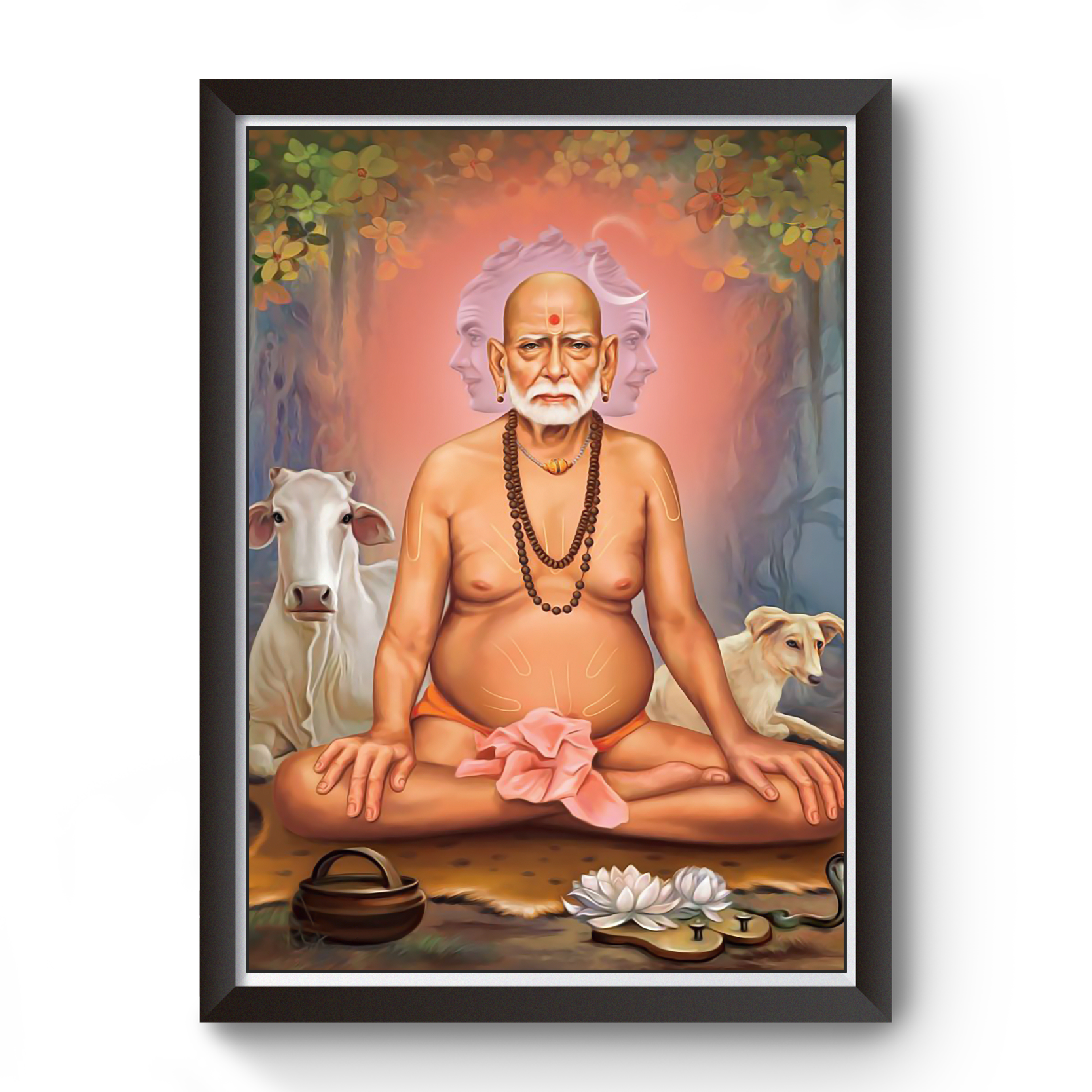 Swami Samarth Black Wooden Photo Frame