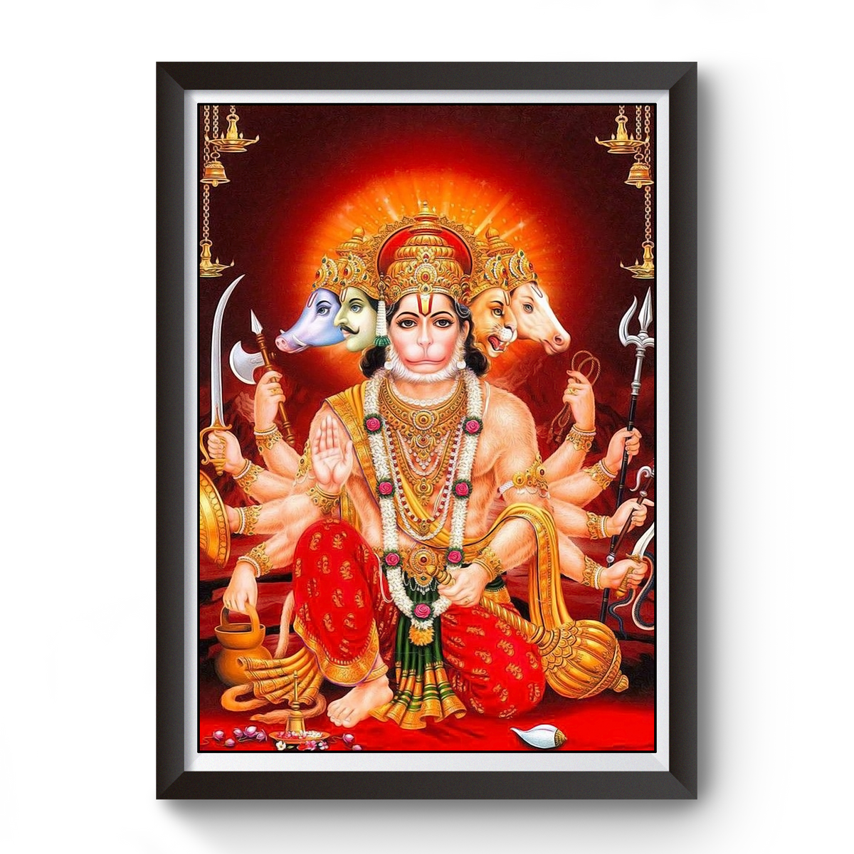 Panchmukhi Hanuman black wooden photo frame